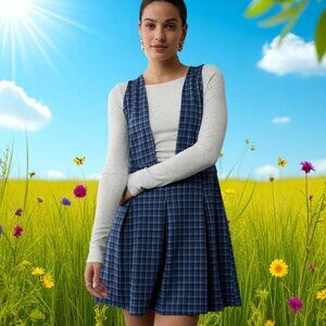 NEW!!! AMERICAN EAGLE BLUE PINAFORE MINI DRESS - SIZE M